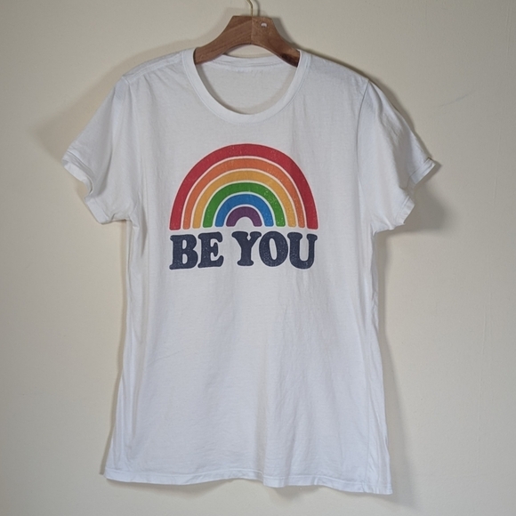 Tops - 🌈 "Be You" Rainbow Graphic Tee – Spread Positivity in Style! 🌈